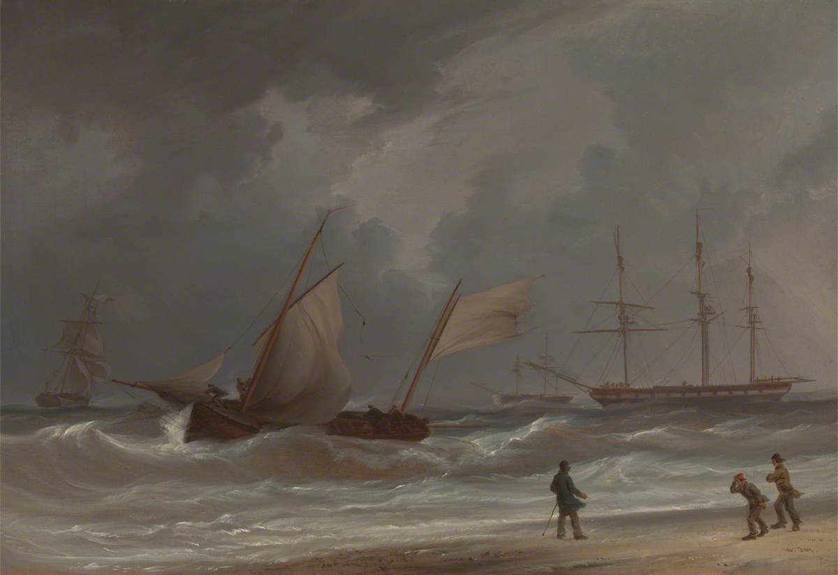 A Lugger Driving Ashore in a Gale