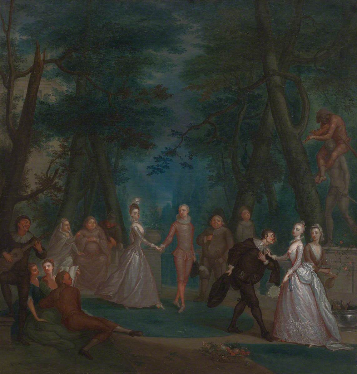 Scene in a Park, with Figures from the Commedia dell'Arte