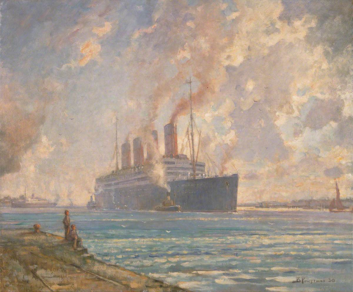 The Aquitania Coming up Southampton Water, 1930