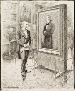 W.E. Gladstone Looking at a Portrait of Disraeli, Lord Beaconsfield, by Sir J.E. Millais