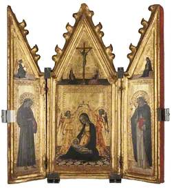 Madonna of Humility Crowned by Two Angels, with Saints Francis and Dominic – Annunciation and Crucifixion