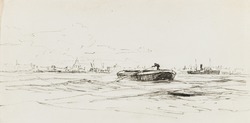London, Barges and Steamer - Illustration for H.H. Kynett's 