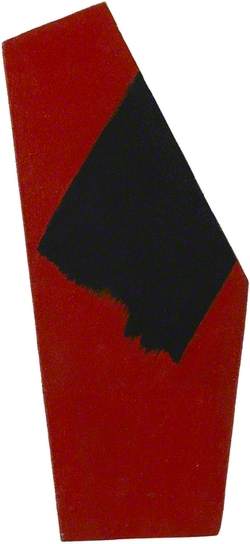 Small segment, red with black brush stroke