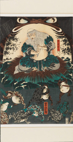Nikushi the Frog Spirit Conjures up a Magical Battle of Frogs at Tateyama in Etchū Province | Etchū Tateyama no Jigokudani ni Nikushi dōjin kawazu gassen no ki o arawasu | 越中立山の地嶽谷に肉芝仙人蛙合戦の奇をあらはし (creator)