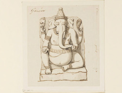 Drawing of reliefs of seated Ganesha
