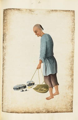 A man carrying a basket