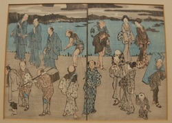 Figures on a riverbank
