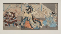 Abe no Yasunari exorcises a ghost | Abe no Yasunari chōbuku yōkai no zu | 安倍泰成調伏妖怪図 (descriptive)