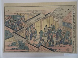 A New Edition of Perspective Print Showing the Great Gate at New Yoshiwara | New edition. 'Uki-e' (Perspective Picture): Thje omon Gateway to Shin-Yoshiwara Licensed Quarter | 新版浮絵新吉原大門口之図 (creator)