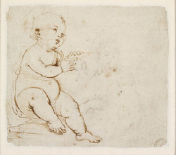 Recto: Study for the Virgin and Child with a book (Virgin of Pasadena)
Verso: Study for the Christ Child