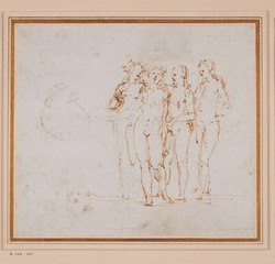 Recto: Four nude female figures
Verso: Two studies of a cat