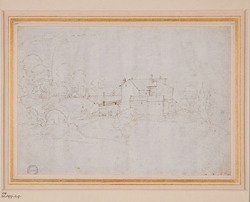 Recto: Landscape with farm buildings amid rocks and trees
Verso: Landscape with farm buildings amid rocks and trees