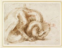 Recto: Dragon and other sketches
Verso: Various sketches of Eyes and Head profiles