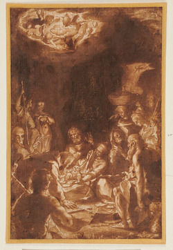 The Nativity with attendant saints