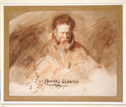 Recto: Portrait of an Old Man (Rembrandt's father)
Verso: Man slumped over in a Chair, clutching his Beard