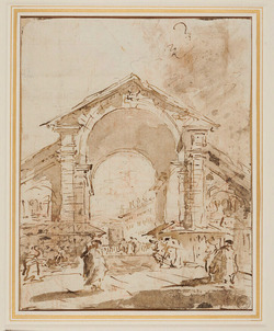 Recto: The Ponte di Rialto, Venice
Verso: Capriccio view with figures