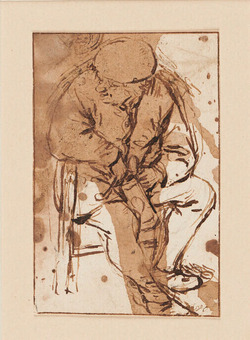 A seated Peasant, directed slightly to right, the Head turned to left