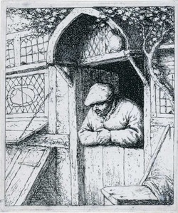 Peasant leaning on his doorway
