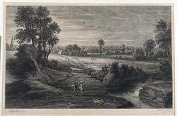 Flat landscape with a couple