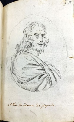 Portrait of a man seen in three quarters in a oval, after a relief in Santa Maria del Popolo, Rome