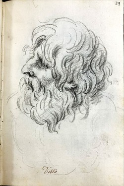 A river god seen in profile to left in Villa Borghese, Rome, after Giovanni Lanfranco