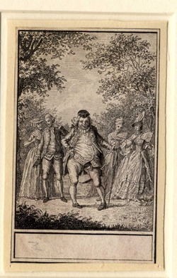 A fat man with a couple and two ladies in a forest