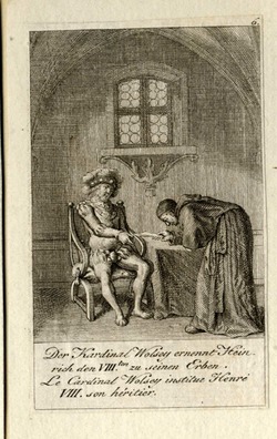 Cardinal Wolsey naming Henry VIII as his heir