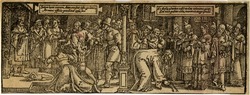 Title-page border with the image of the Judgment of Solomon and Christ and the Adulteress