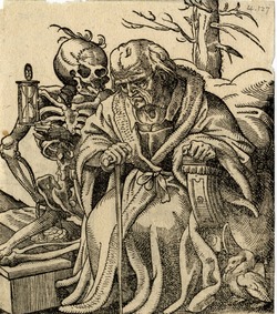 Recto: Death Coming to a Seated Old Man
Verso: Three Young Girls by a Fence