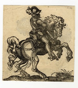 Recto: A Cavalryman in Armor on a Rearing Horse
Verso: A Mounted Officer with a Baton, Galloping to the Left