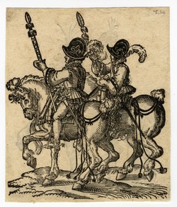 Recto: Two Cavalrymen with Spears, Riding to the Left
Verso: A Mounted Nobleman Heading to the Right