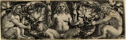 Ornament panel with three satyrs