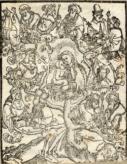 A man dreaming of prophets and kings, with the Virgin and Child in centre