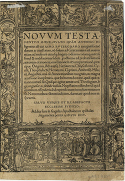 Recto: Title-page border with scenes of courtly life with Virtues and Vices 
Verso: Title-page border with the battle of the Teutoburg Forest