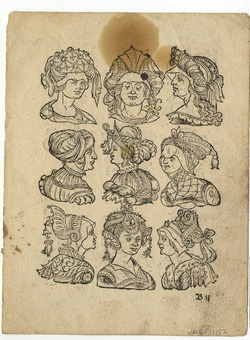 Recto: Nine women's headdresses
Verso: Nine women's headdresses