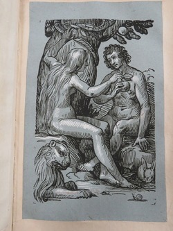 Eve offering the forbidden fruit to Adam