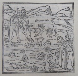 Recto: Dante and Virgil with Ugolino, Rugieri and Alberigo, illustration to Dante's Inferno, Canto XXXIII
Verso: letterpress