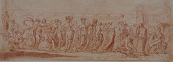 A procession of girls approaching a sacrificial altar on the right