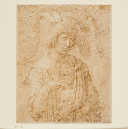 The Young Man with the Skull, after Lucas van Leyden | The man faces toward the right, he wears an elaborately feathered hat and with his right hand points to the skull which he cradles in his robes with his left arm (descriptive)