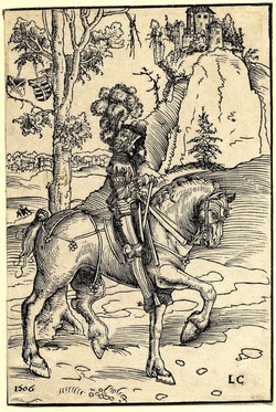 Knight on Horseback riding to the right