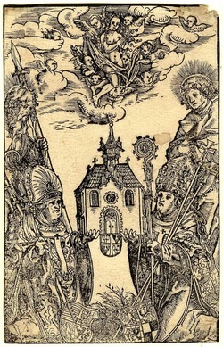 Bishop Ernest of Magdeburg and Albrecht von Brandenburg holding the model of a church