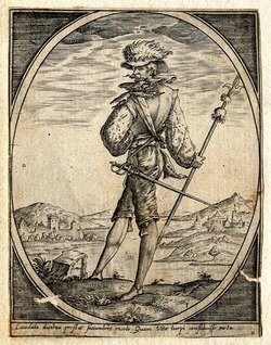 Standing soldier holding a hellebard
