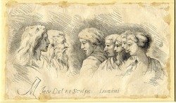 Study sheet of seven heads in profile
