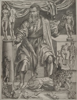 Portrait of Baccio Bandinelli, full-length, his left hand holding a statuette