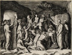 Moses Telling the Israelites to Gather the Manna, and Moses Striking the Rock