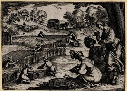 Hunters trapping small Birds in the Brush