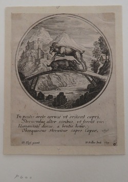 Two Goats on a Footbridge, One Leaping Over the Other