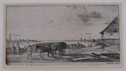 Wood-yard on the banks of the Rhine with Rheinkassel and Rheindorf in the distance