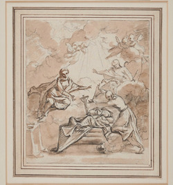 A death-bed scene with a heavenly vision, possibly the death of St Stanislaus Kostka