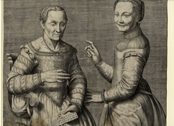 Portrait of a young and an old lady